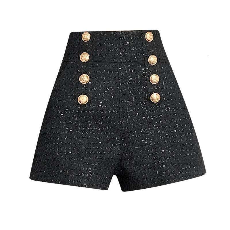 Fashion Streetwear Y2K Winter Women Korean High Waist Cute Sequined Tweed Booty Shorts Loose Wide Leg Short Pants Femme XJ260206