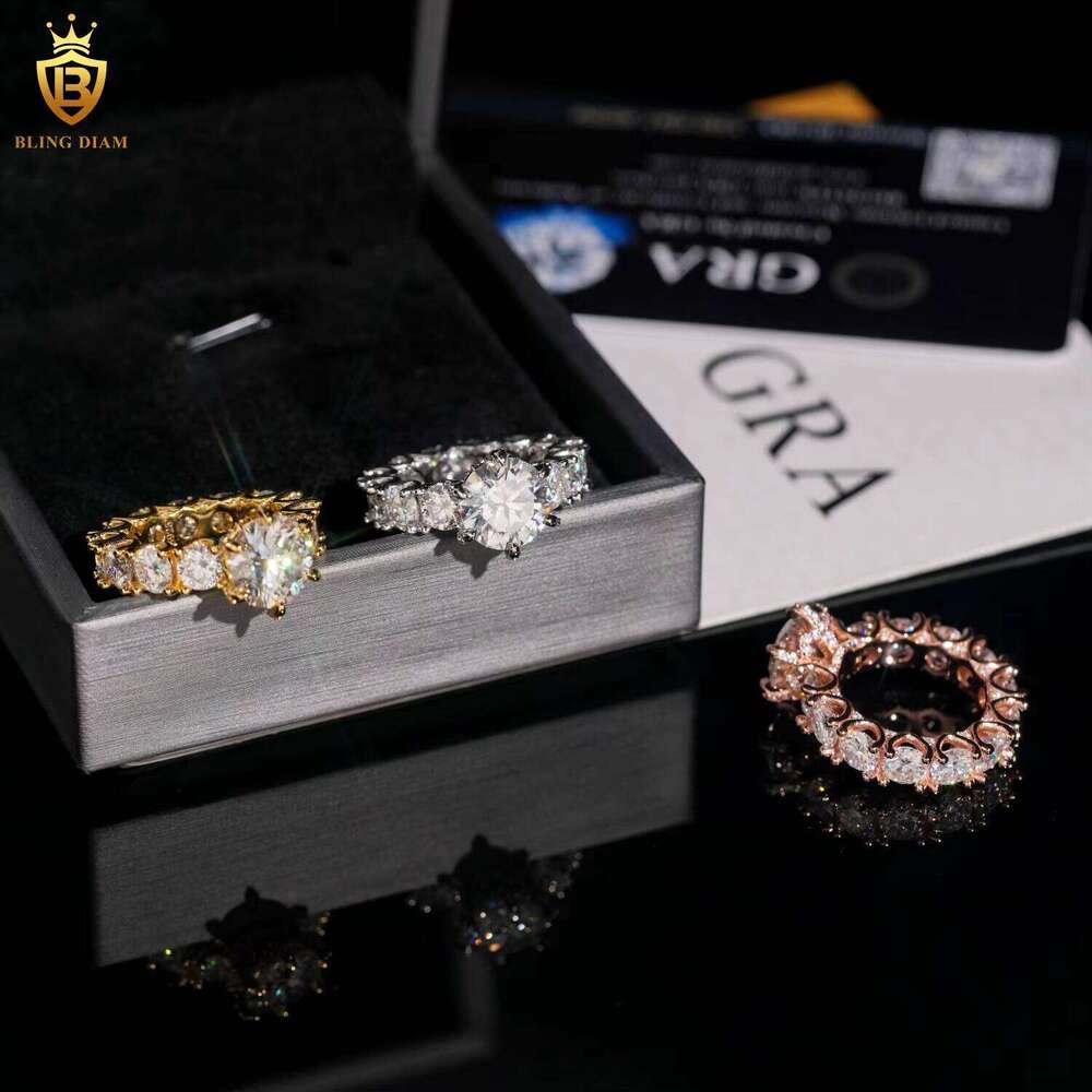 New Design Eternity 925 Sterling Silver Rings Iced Out Moissanite Fine Jewelry Ring Pass Diamond Test