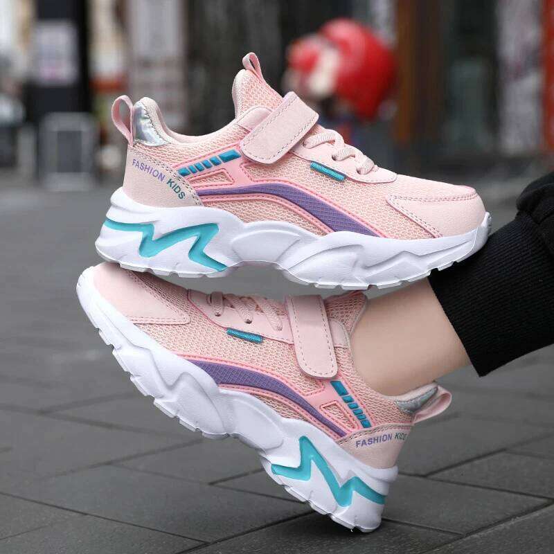Children's pink casual women's breathable mesh sports comfortable outdoor walking shoes 26Y0206