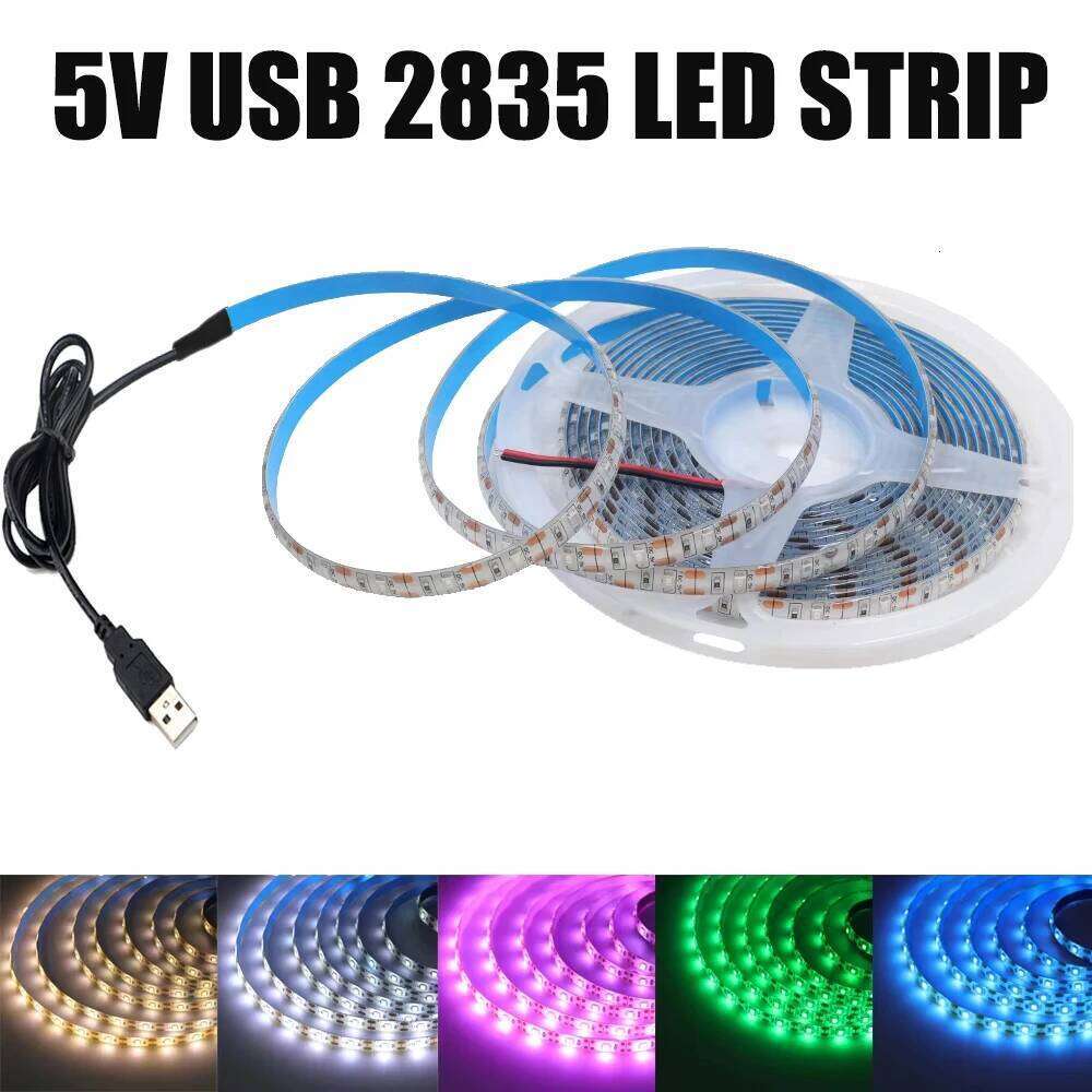 5V USB Strip with Adhesive 2835 60LEDs Flexible LED Tape Waterproof Rope Light for TV Backlight Cabinet Lamp Z260206