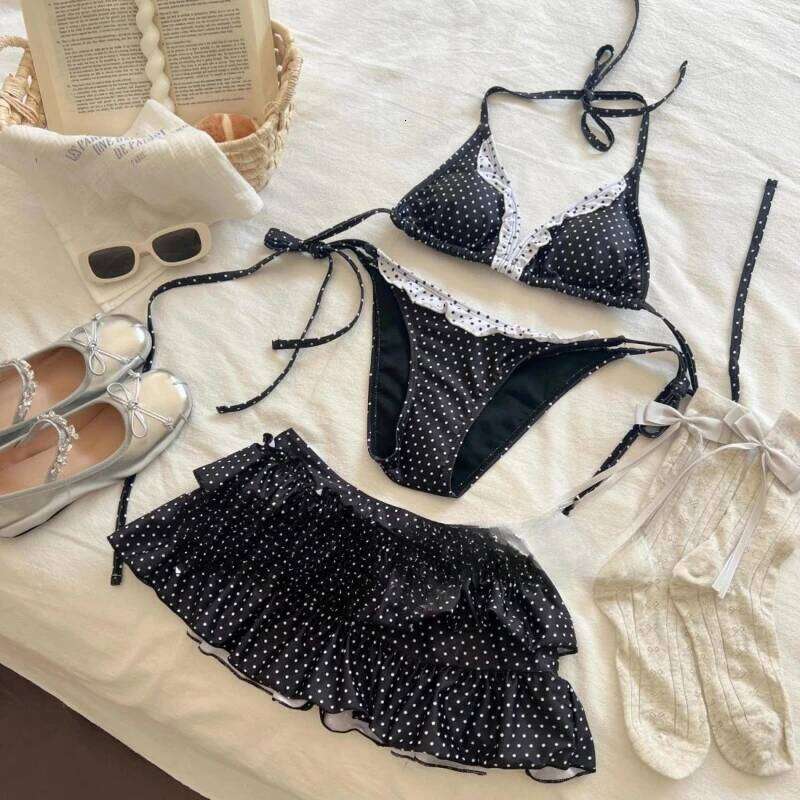 Ins Style Harajuku Sweet Striped Vintage Patchwork Fashion Bow Design Sexy Babes Bandeau Beach Party Skirt Set Summer 2025 Z260206