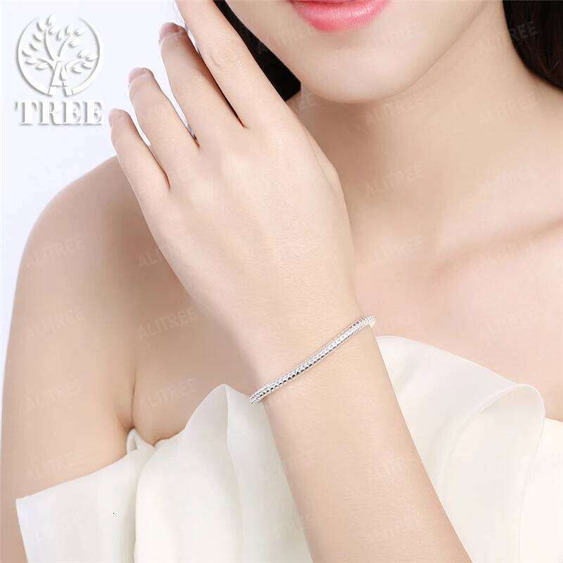 SHSTONE Silver 3mm 4mm Snake Chain 8 inches Basis Bracelet For Woman Charm Wedding Engagement Fashion Party Jewelry 26H0206