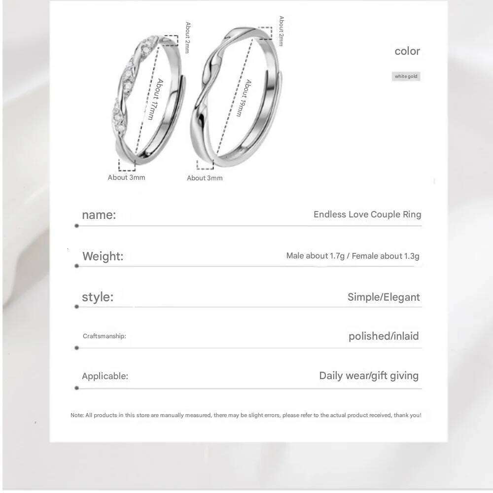 925 Sterling Silver Mobius Couple Ring Inlaid With Aaa Zircon Valentine's Day Anniversary Gift W260206