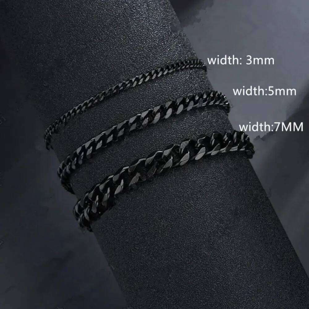 Wannee New Trendy Cuban Classic Stainless Steel 3 5 7mm Width Chain Bracelet For Men Women Jewelry Party Gift 26H0206