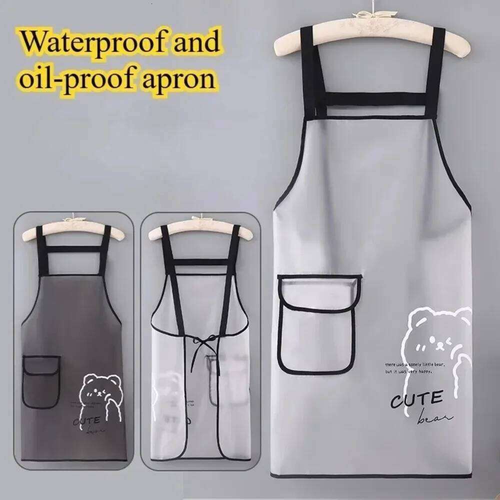Cartoon Sleeveless Waterproof TPU Dirt-Proof Lightweight Oil Resistant Apron Transparent Work Aprons Home Use S260205