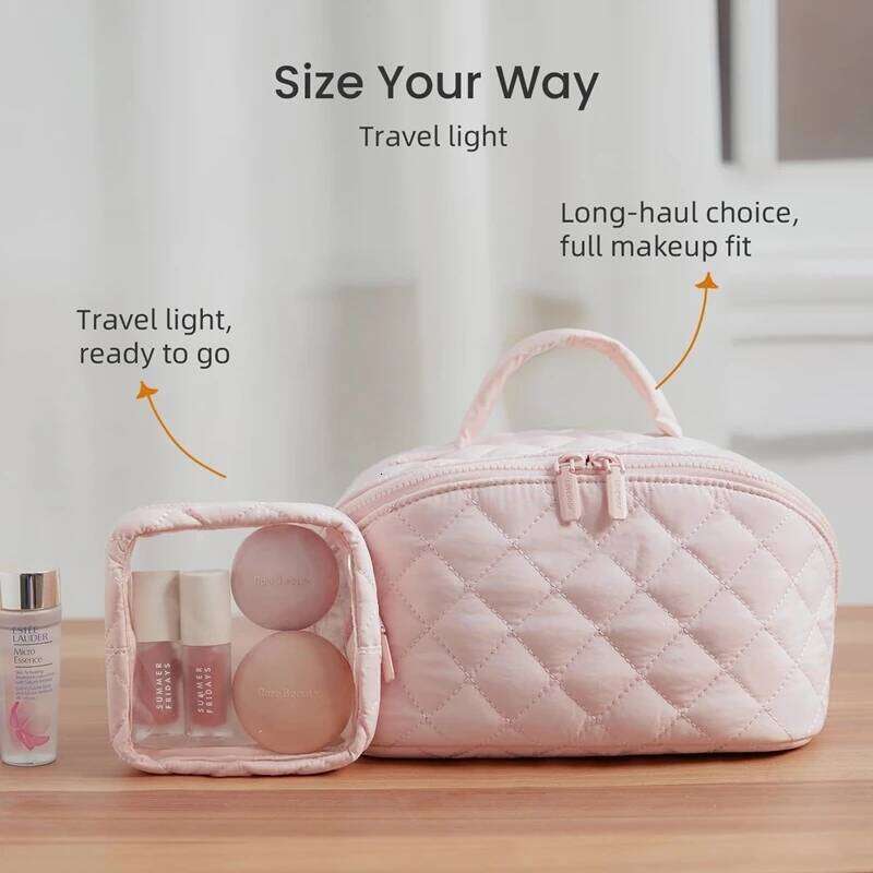 Large Capacity Portable with Handle Travel Makeup Storage Bag for Woman Essentials Beauty Cosmetic Washbag Pink Y260206