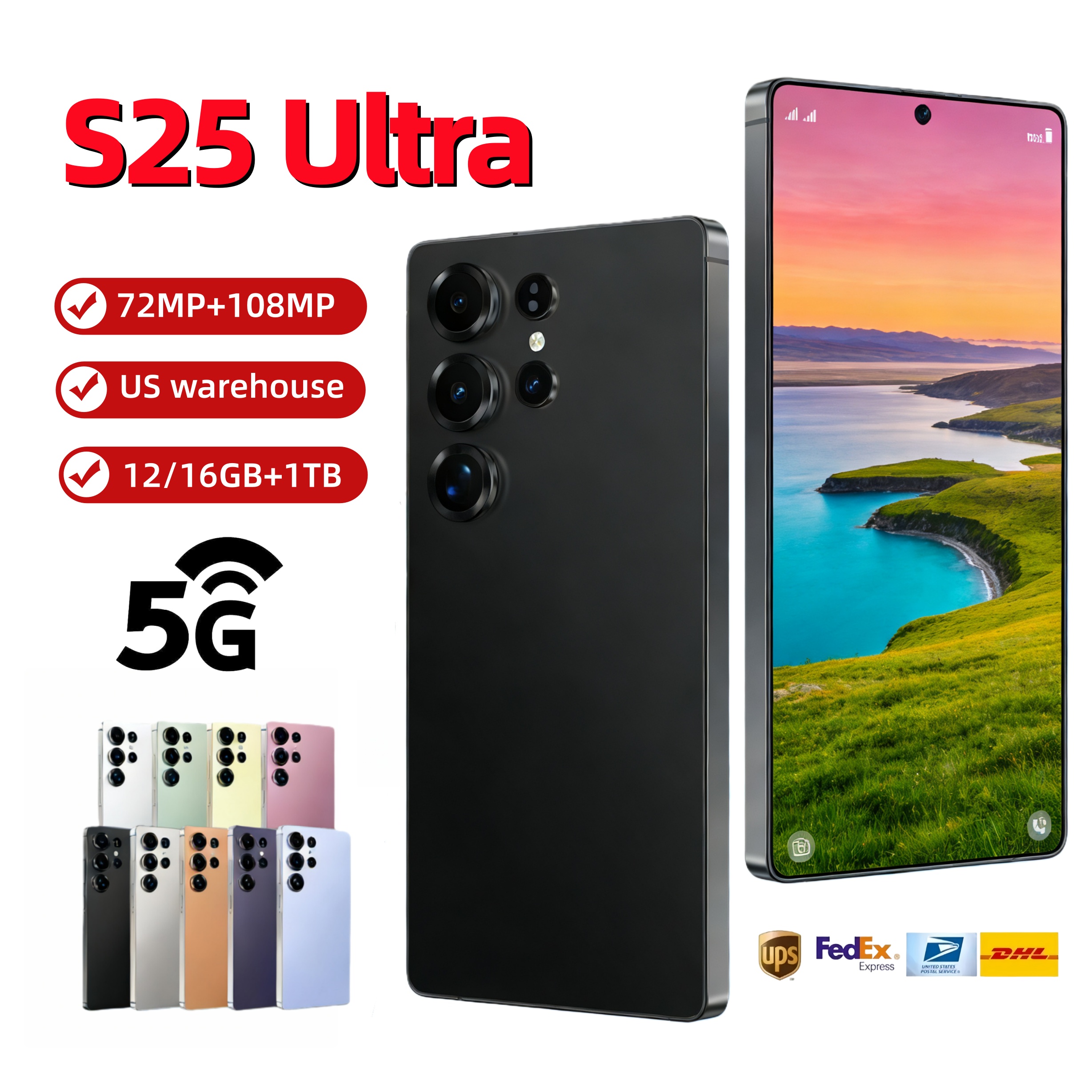 S25 Ultra 5G Smartphone Unlocks 16GB+1TB Dual Card USB-C Phone HD Camera Android System Face Recognition High Customization Box Fast Shipping