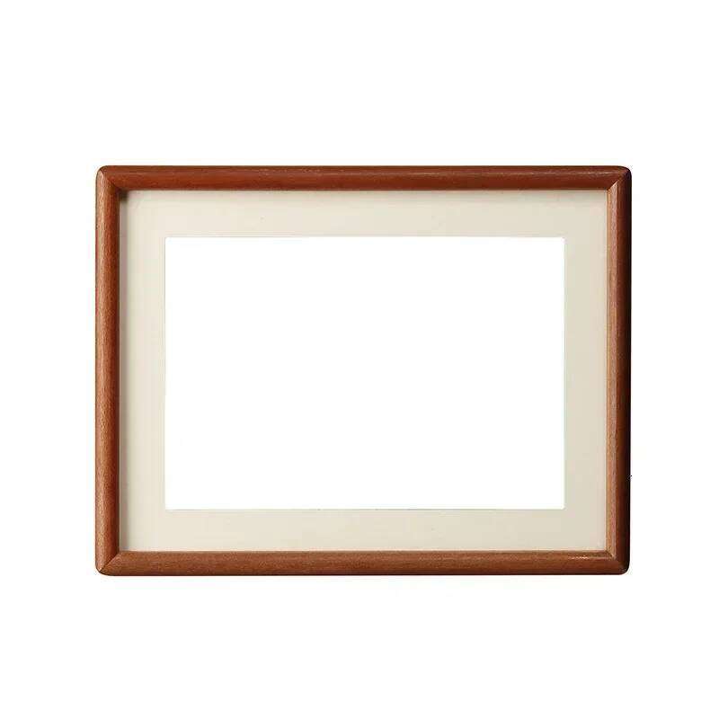 Solid Wood Round Corner Picture Frame, Walnut and Golden Sandalwood, Minimalist Design, Tabletop, Home Decor S260205