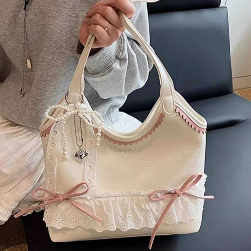 2026 New Women Chic Bow Fashion Casual All Match Underarm Bag Sweet Y2k Aesthetic Fairy Elegant Handbags Y260205