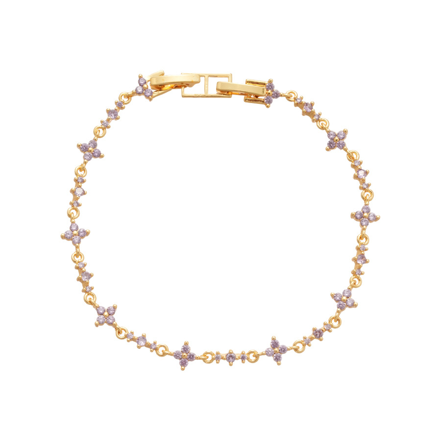 Korean-style ultra-feminine minimalist zircon flower bracelet, light luxury high-end feel, fashionable and exquisite hand accessory with a unique desi - view 9