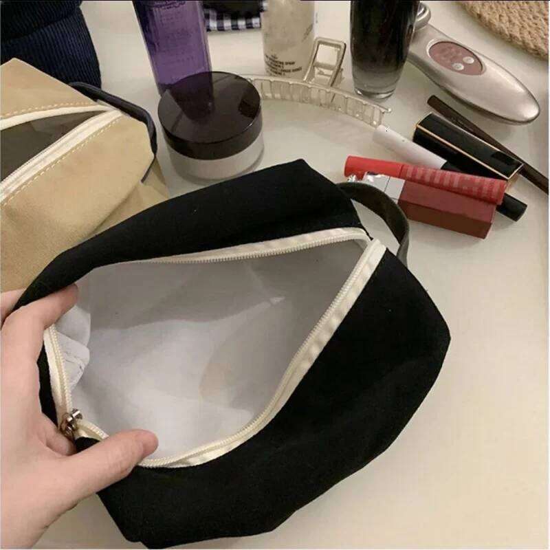 1 Pc Korean Style Women Cosmetic Organizer Bags for Travel Canvas Make Up Case Small Large Tote Makeup Kit Pouch Y260206