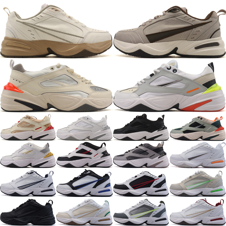 Top Monarchs IV Men Women Running Shoes Leather M2K Tekno Designer Trainers Triple Black Grey Snow Day Light Bone Outdoor Sports Sneakers Size 36-45