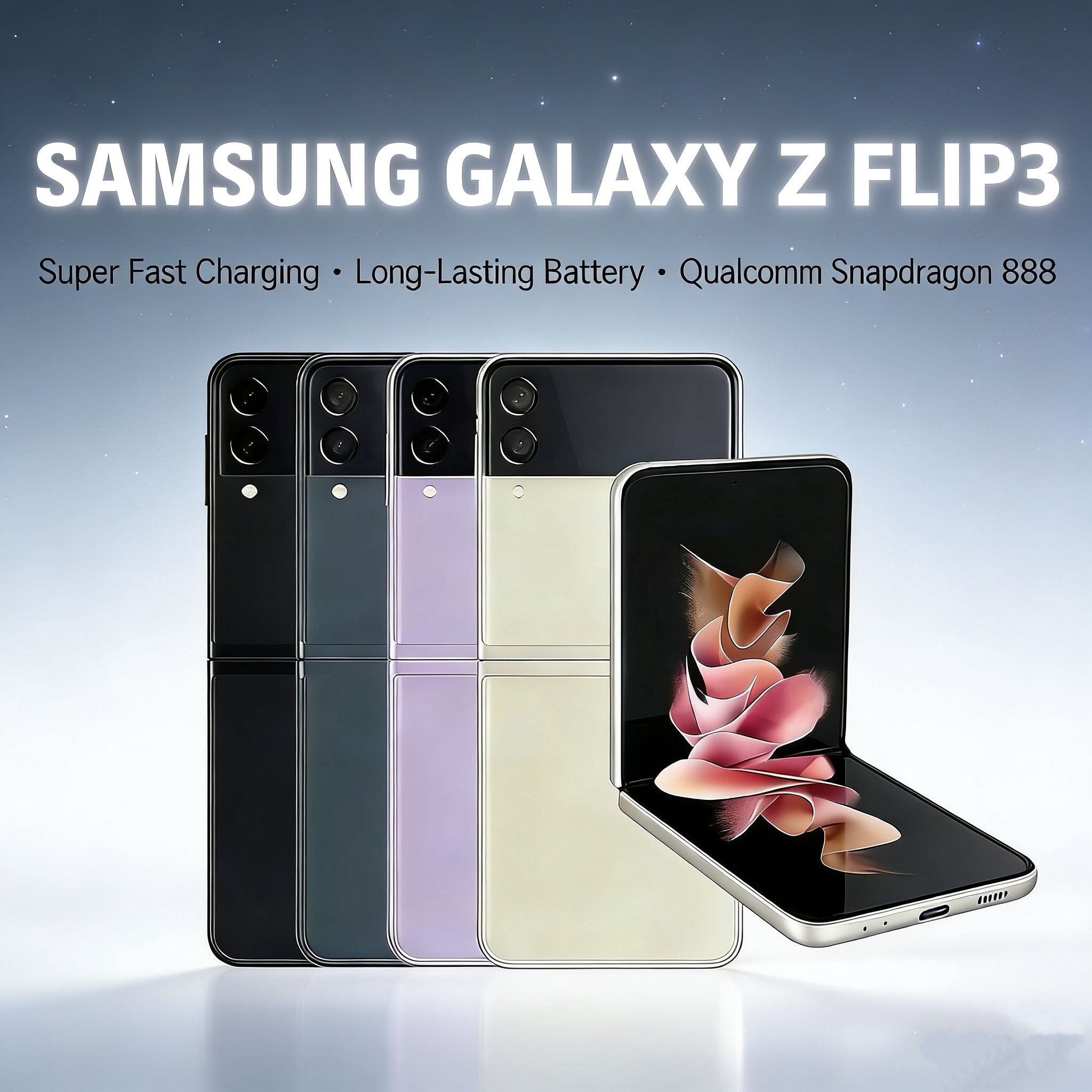 Original refurbished Samsung Galaxy Z Flip3 smartphone, 256GB storage, unlocked.