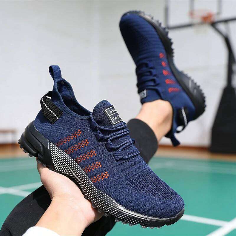 Men's Knit Weave Sports Breathable Mesh Sneakers Fashion Casual Running Lightweight Non-Slip Outdoor Walking Shoes