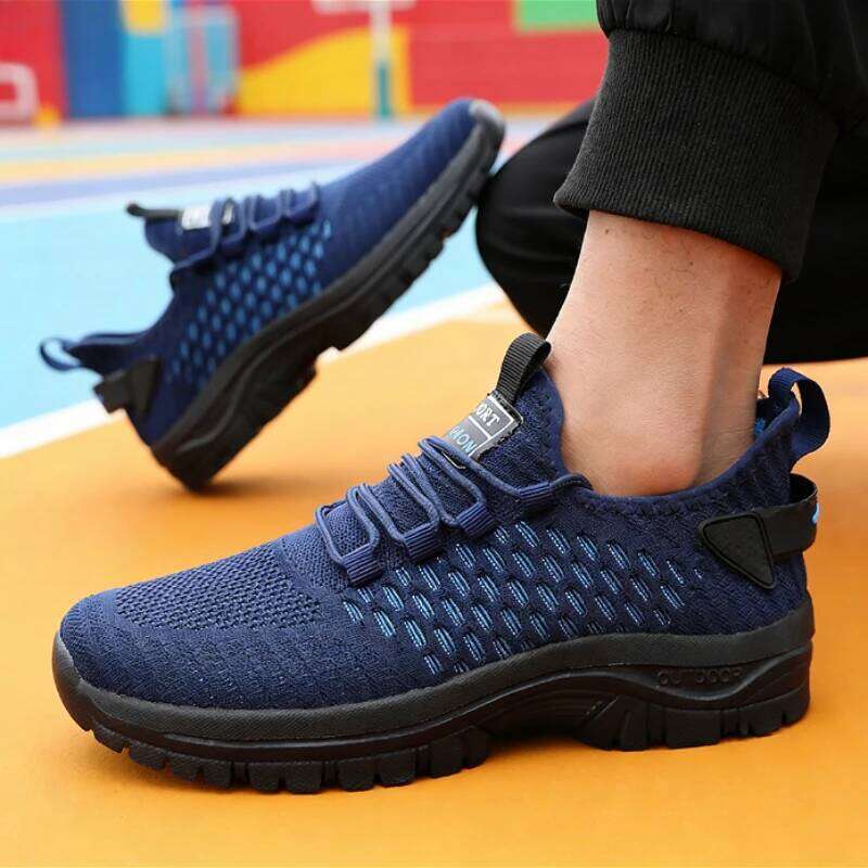 Trendy Yellow Sports Men's Breathable Mesh Sneakers Lightweight Non-Slip Outdoor Running Casual Shoes Fashion Gym Footwear