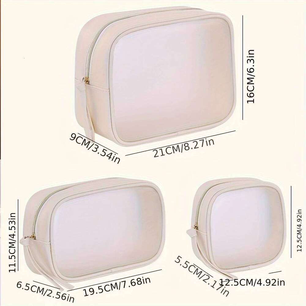 PVC Matte Semi Transparent Cosmetics Large Capacity Makeup Organizer Women's Travel Wash Bag Essentials Y260206