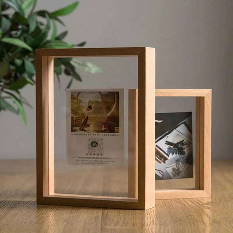 Wooden Picture Photo Table Display Side Pressed Flower Frames Plant Specimen Herbarium Clip Double Glass Frame S260205