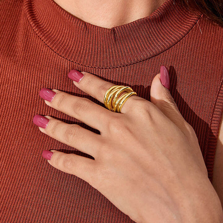 designer rings minimalist multi-layer coiled open ring, vintage fashion niche design, adjustable index finger ring