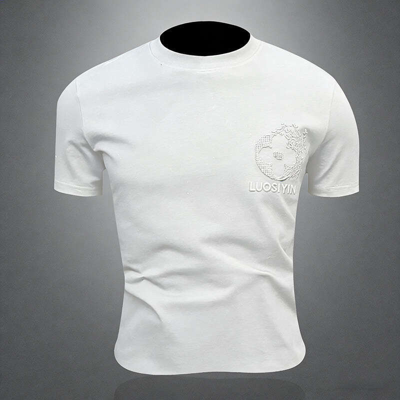 High-Quality 2026 Summer New Round Neck T-Shirt Hot-Selling Short Sleeve Mercerized Cotton Embroidered Men's Clothing