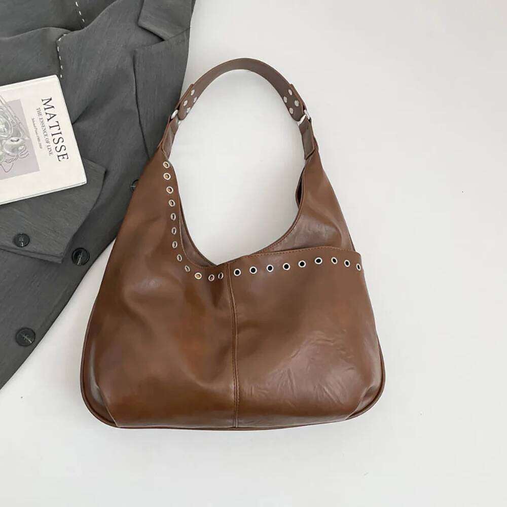 Women Large Capacity Soft Shoulder Bag Korean Style Solid Color Buckle Versatile Underarm Bags Commute All-Match Tote Handbags Y260205