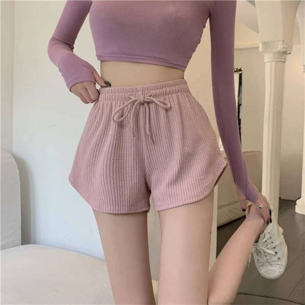 Women's High Waist Solid Color Fashionable Casual Loose Pocket Lace Up Girls Soft Cool Female Shorts XJ260206