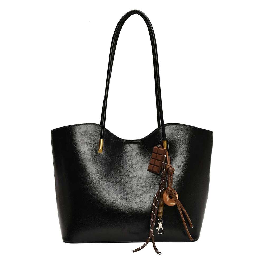 Women PU Leather Solid Color w/ Zipper Single Shoulder Tote Bag Large Capacity Handbag for Outing Commuting Y260205
