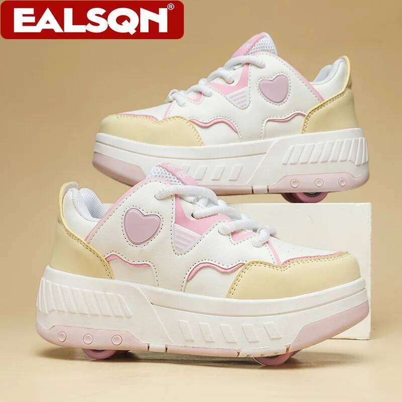 Kids Roller Skate Shoes Fashion Casual Sports Children 4-Wheels Outdoor Sneakers for Boys and Girls Gift 26Y0206