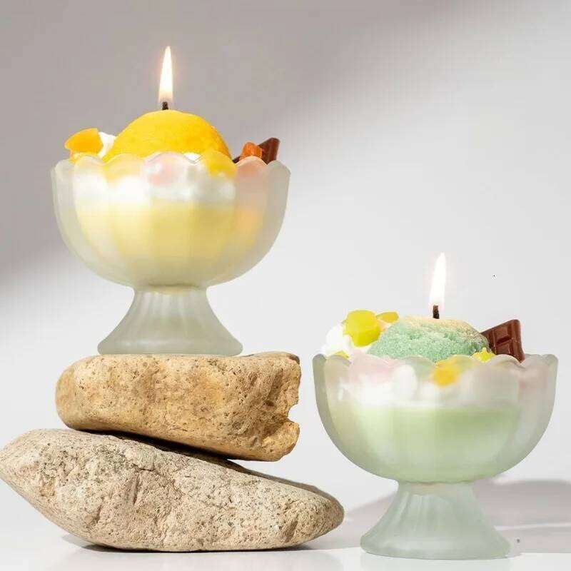 1PC Fruit Ice Cream Creative Exquisite Shape Yogurt Soybean Wax Birthday Gift Souvenir Scented Candles Decoration S260205
