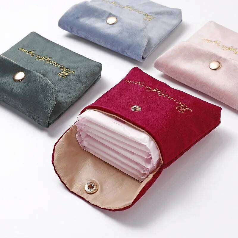 Women Girl Velvet Cute Small Cosmetic Travel Napkin Sanitary Pad Lipstick Organizer Bag Purse Makeup Bags Case Pouch Y260206