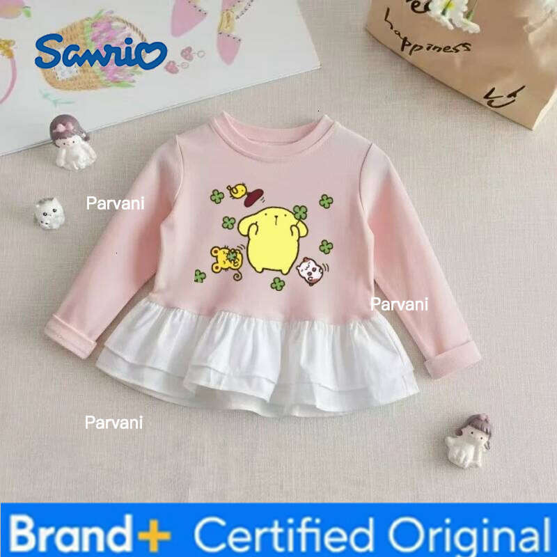Sanrio Baby Girls Cotton Clothes Striped Patchwork Top Kid Hello Kitty Printed Pullover Children Autumn Fashion Long Sleeve T-shrits H260206 - view 3