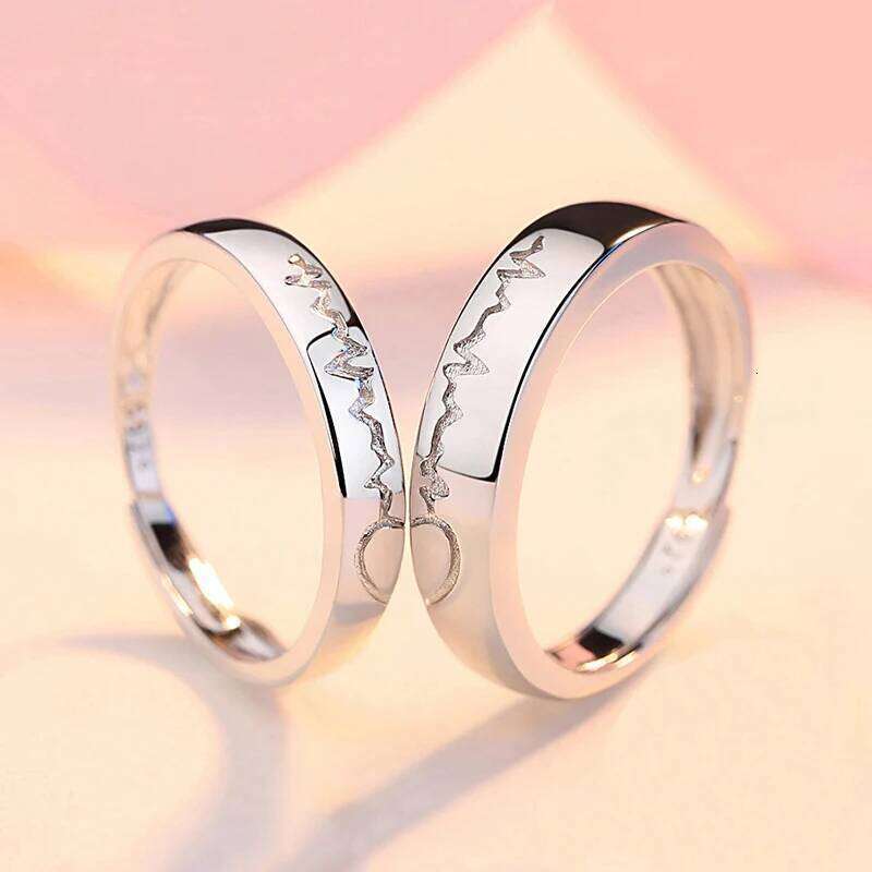 Punk Fashion Love Heart Matching Couple Set 2Pcs for Women Men Lover Wedding Zircon Rings Girlfriend Dating Gift Jewelry W260206