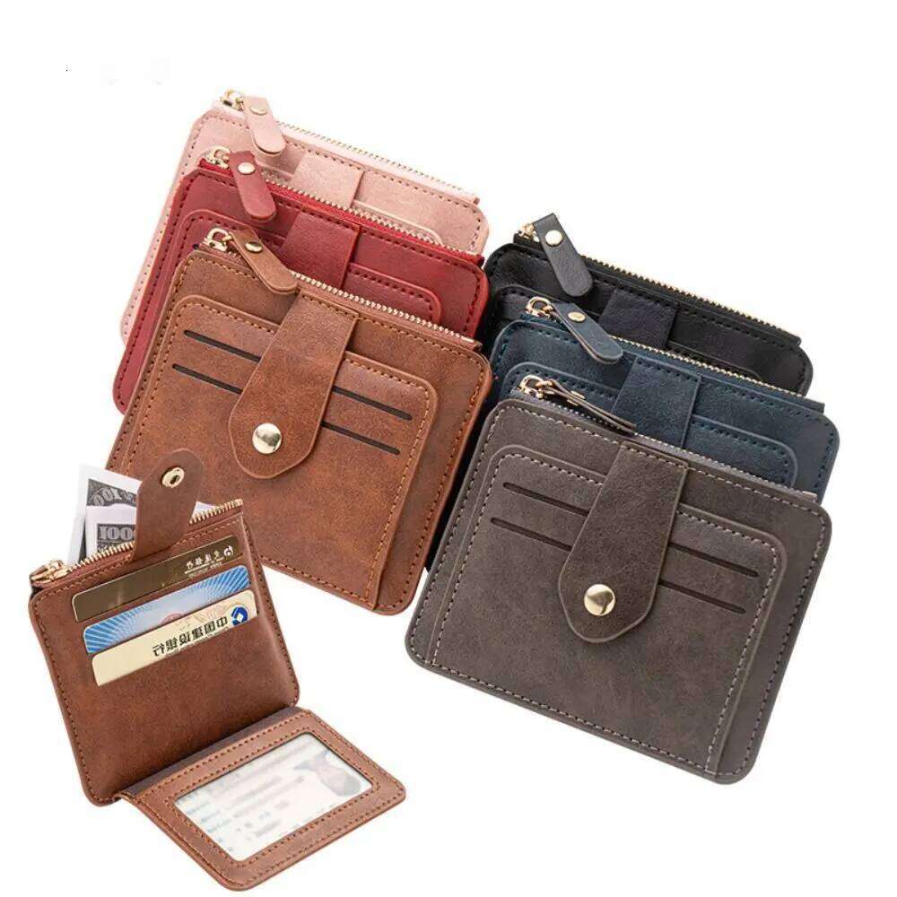 Simple PU Leather Women's Card Bag Zipper Large Capacity Men's Wallet Coin Purse for Male And Female Y260206