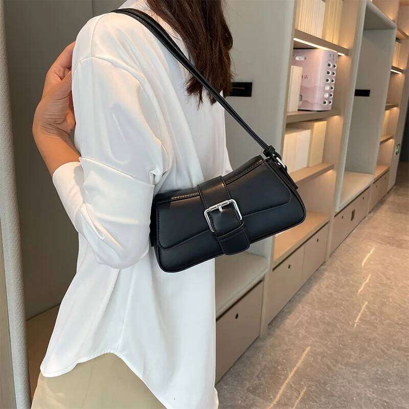 Solid color Leather Crossbody Bags For Women Luxury Brand Underarm Shoulder Bag Fashion Trend Women's Designer Handbag and Purse Y260205