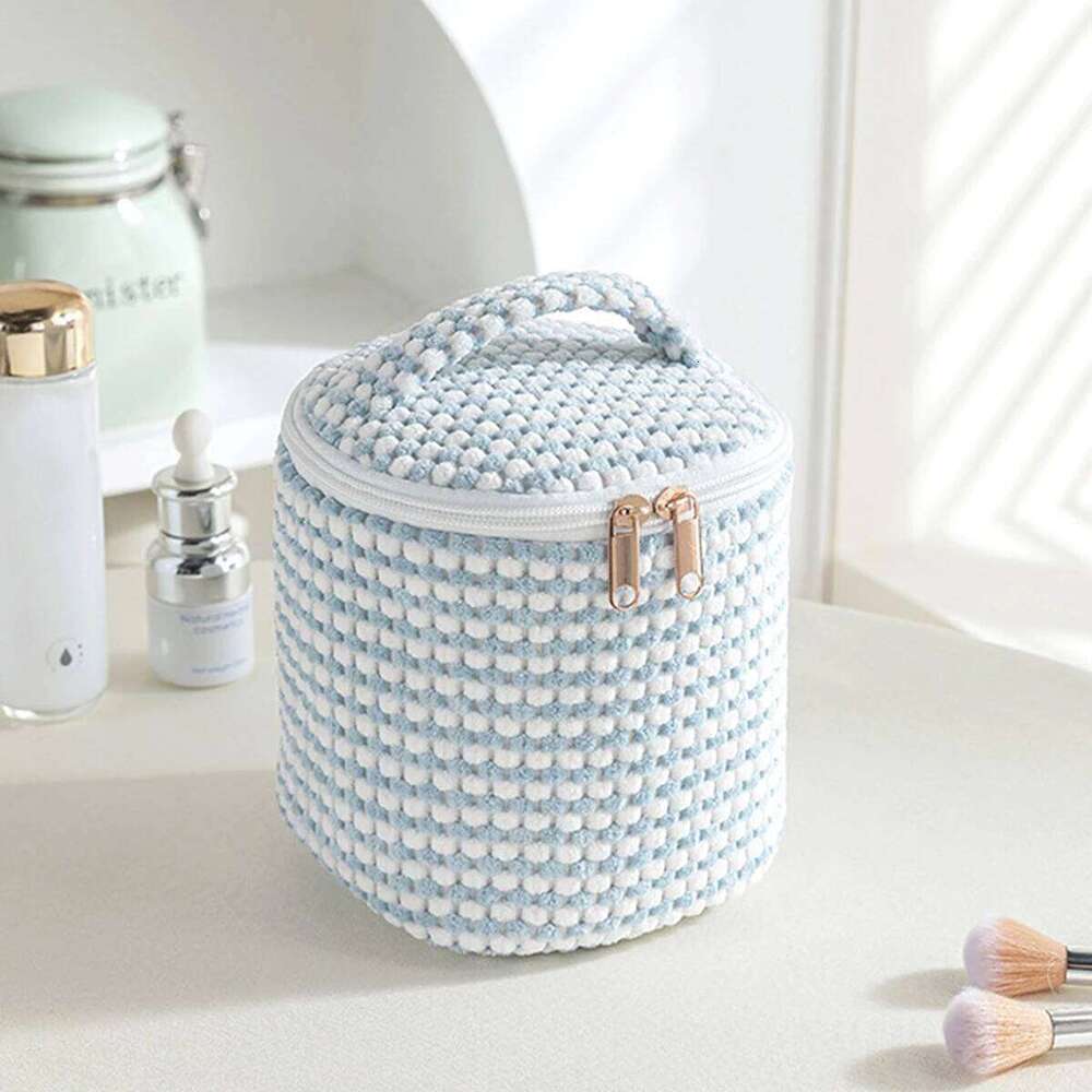 4piece/set exquisite blue white striped makeup bag set, four different sizes for daily items,cosmetics, and lipstick storage Y260206