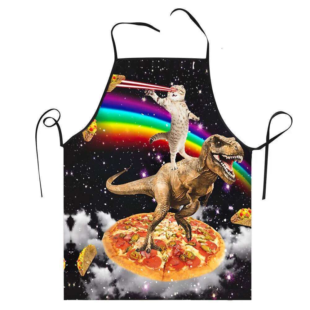 68X95cm Unisex Space Pizza Cat Meme Bib Apron Adult Women Men Chef Tablier Cuisine for Cooking Kitchen Funny Animal Baking S260205