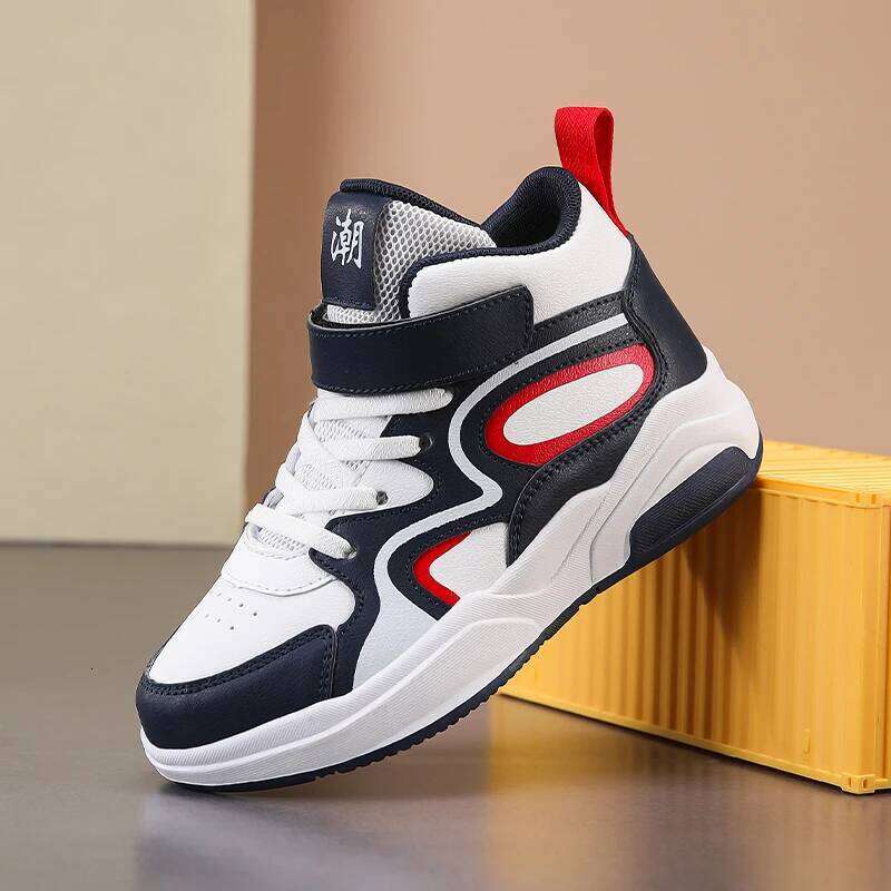 Luxury Boys Leather Children Shoes 4 To 12 Years PU Autumn Kids Footwear Sports Tennis Casual High Top Sneaker for Boy 26Y0206