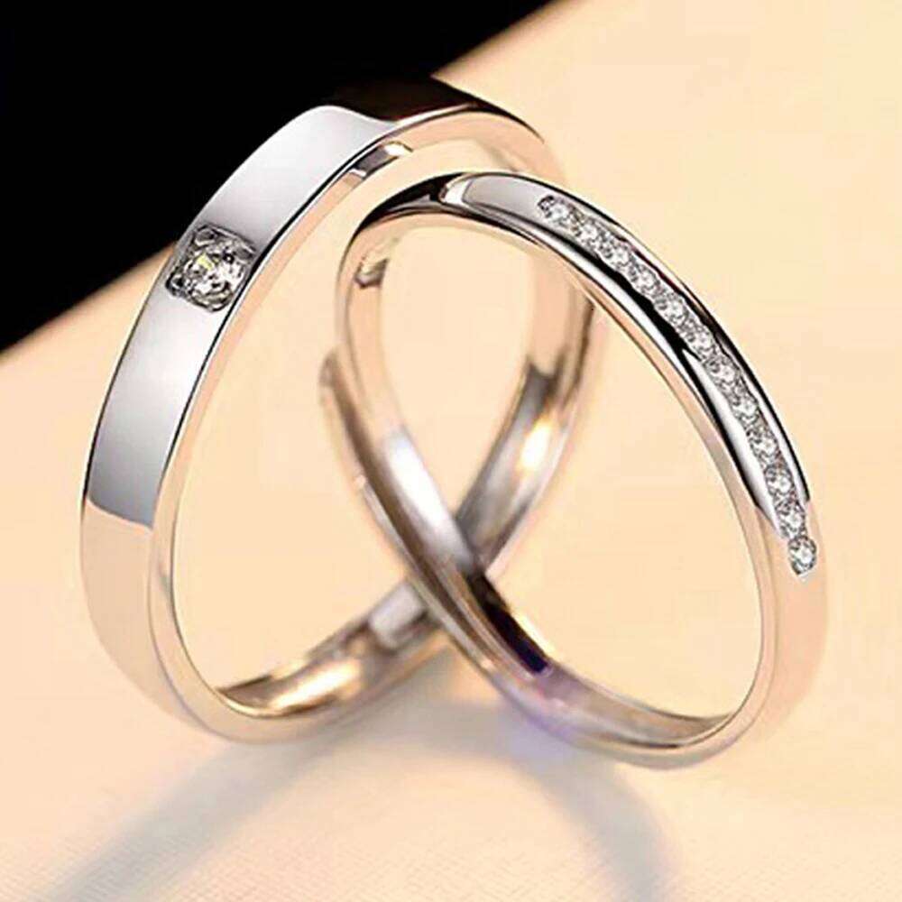 2025 Hot Sale Copper Plated Platinum Adjustable Couple Rings Overlap Opening Finger Jewelry Valentine Gift Drop Shipping W260206
