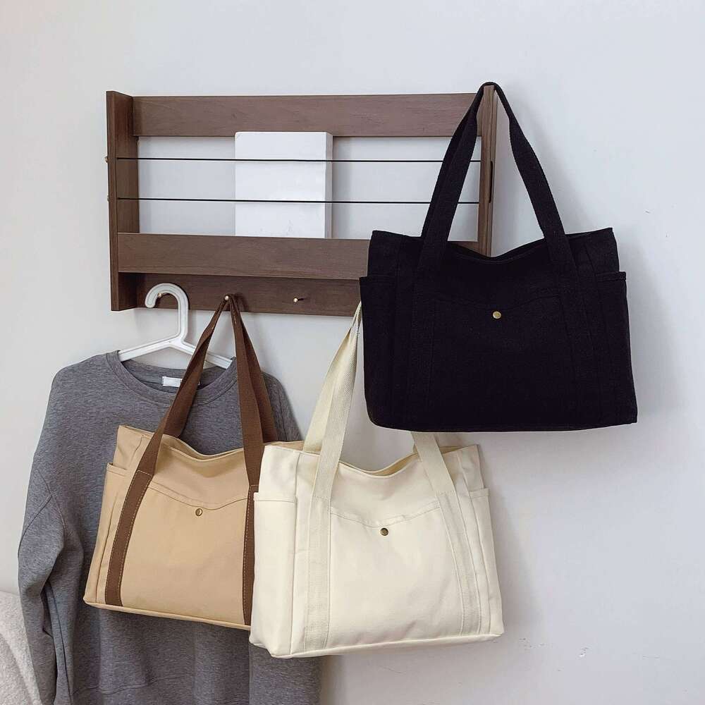 Large Capacity Canvas Tote Bags for Work Commuting Carrying College Style Student Outfit Book Shoulder Shopping Bag Y260205