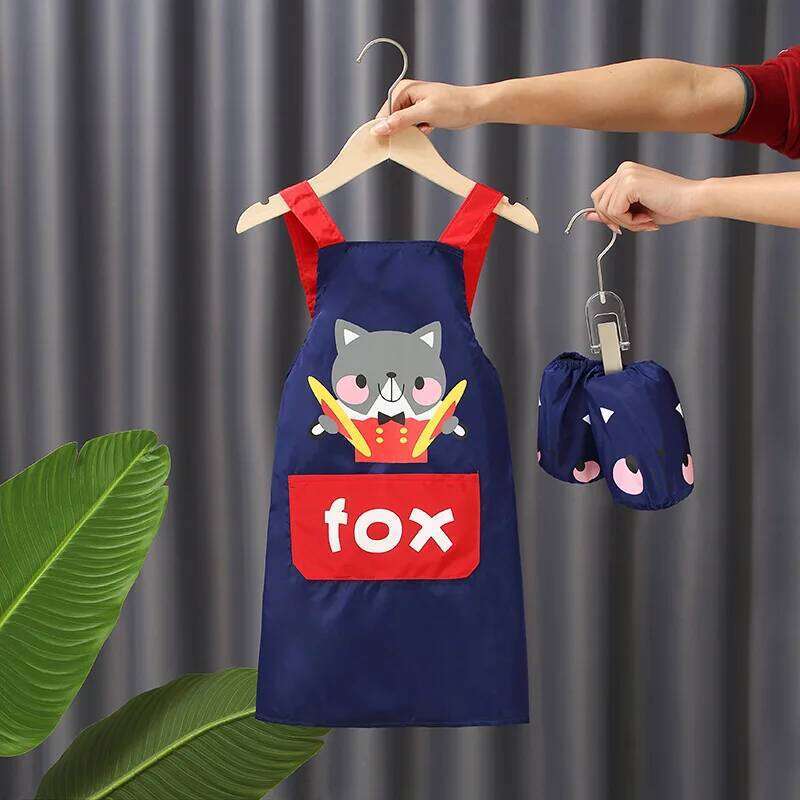 2-10Y Baby Girls Boys Waterproof Apron with Sleeves Set Kids School Art Craft Painting Kitchen Cook Smock DIY Drawing S260205