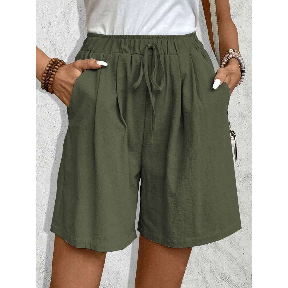 Womens Solid Color Fashion Casual Elegant Shorts Versatile Daily Sports Style Slim and loose fitting straight leg pants XJ260206
