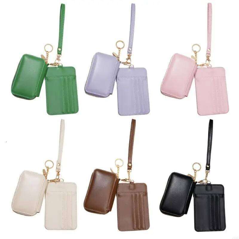 28GD Zip Around Keychain Wallets Card Holder Duals Pounch Wristlet Coin Purse Y260206