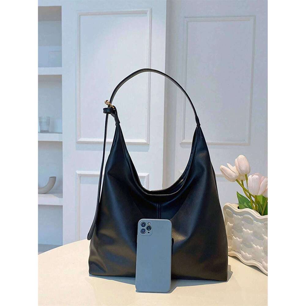 Fashionable Causel Tote For Women, Minimalist Golden Buckle Decor Shoulder Bag With Adjustable Strap, Women's Handbag Y260205