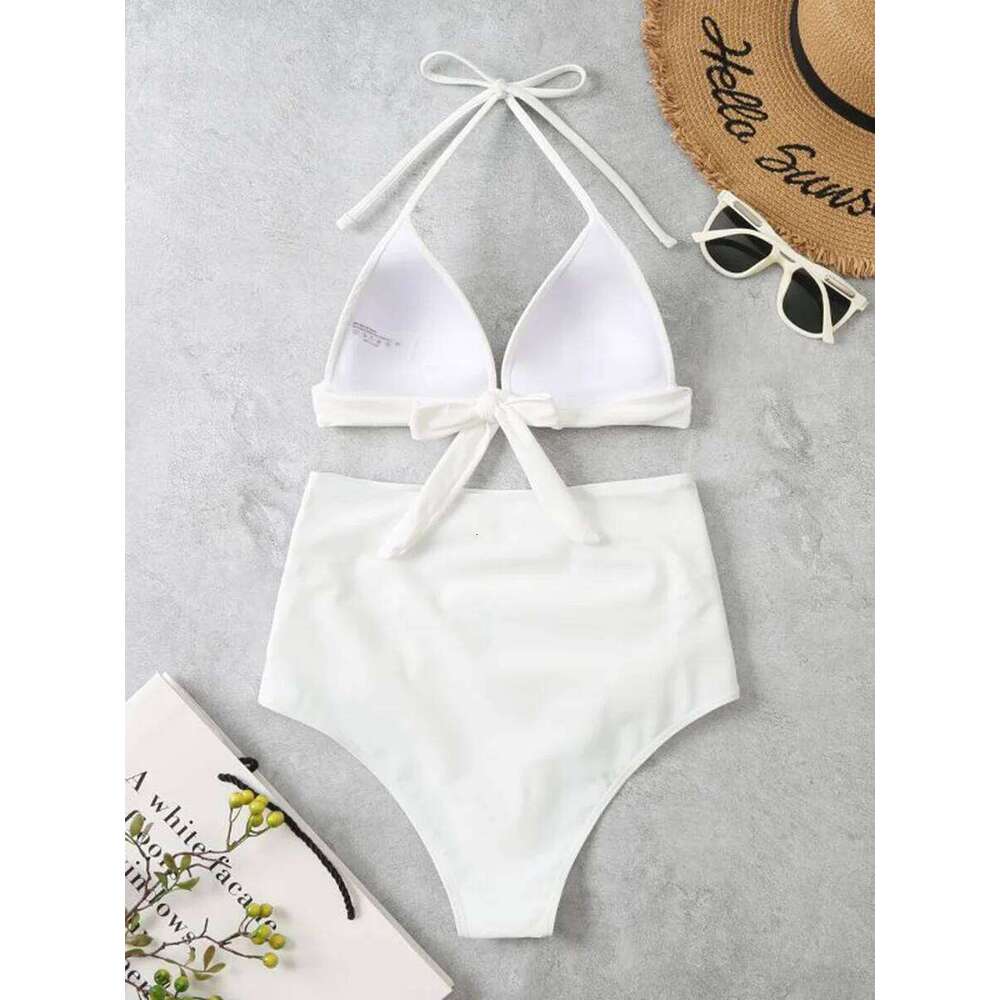 Triangle Bikinis 2025 Women Push Up Swimsuit Solid Sexy High Waist Swimwear Female Swimming Bathing Suit Summer Beachwear XJ260206