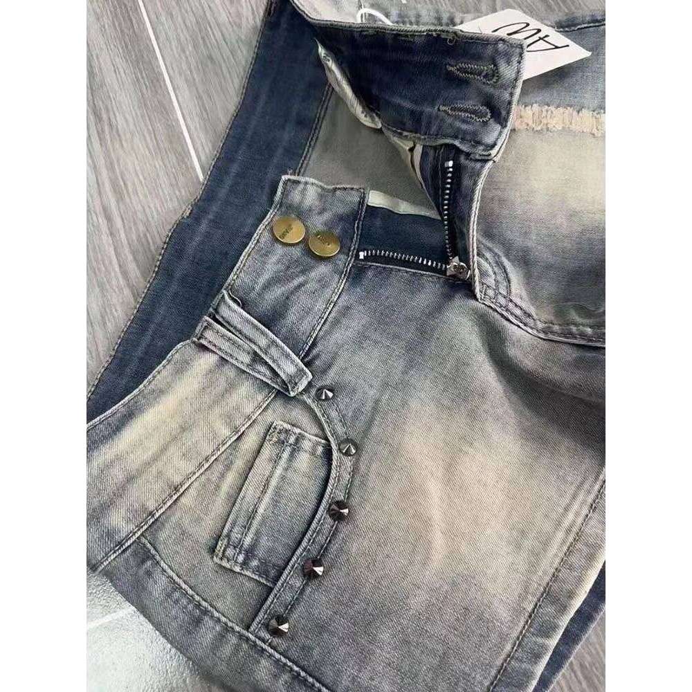 HOUZHOU Vintage Y2k Denim Women Sexy Blue Gothic Low Waist Shorts Female Punk Retro Summer Streetwear Short Jeans Slim Up XJ260206