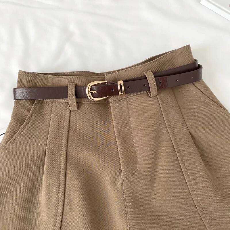 ITOOLIN Chic Slim Suit With Belted Casual High Waist A-line Office Shorts Vintage Women Straight Trousers Summer XJ260206