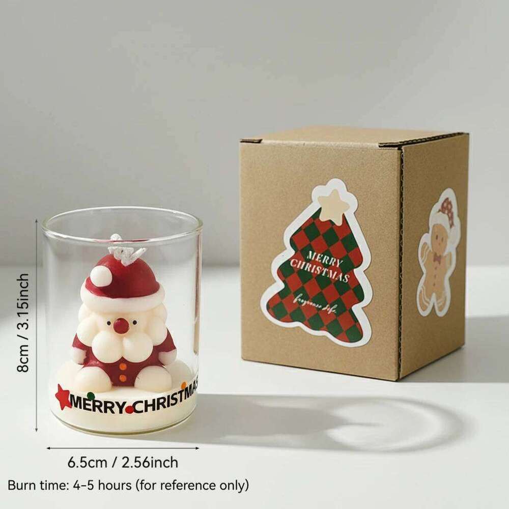 Christmas Scented Glass Cup Soy Wax Santa Tree Snowman Reindeer Gift Home Decoration Holiday Aromatherapy Candle S260205