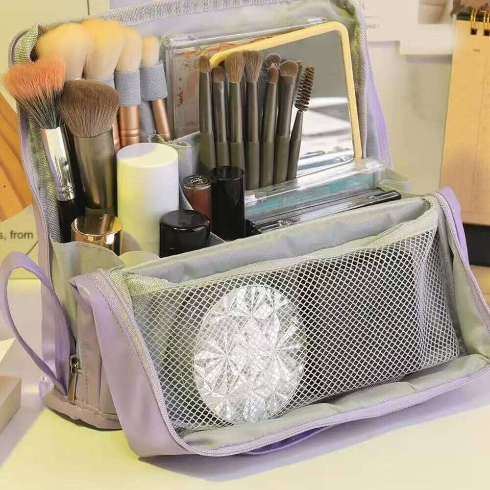 Vertical Makeup Standable Large Capacity Skincare Storage Bag Partitioned Multi-Compartment Cosmetic Organizer Women Y260206