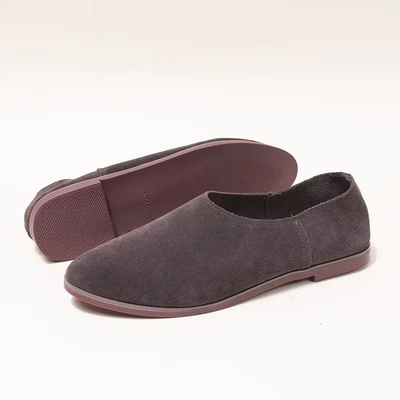 AIYUQI Ballet Flats Womens Shoes Genuine Leather Large Size 41 42 43 Pointed Toe Womens Loafers 260124