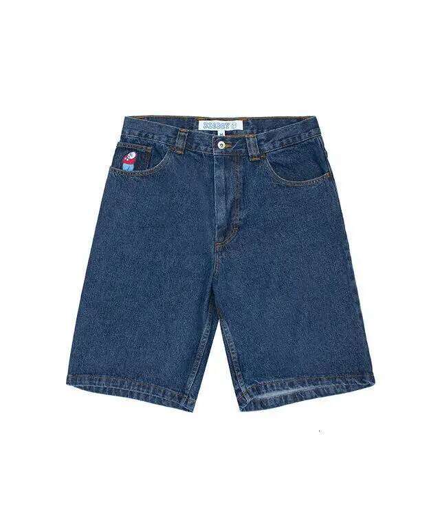 Big Boy New Y2K Retro Blue Casual Jeans Harajuku Hip Hop Cartoon Graphics Embroidered Baggy Shorts Mens Womens Streetwear C260206