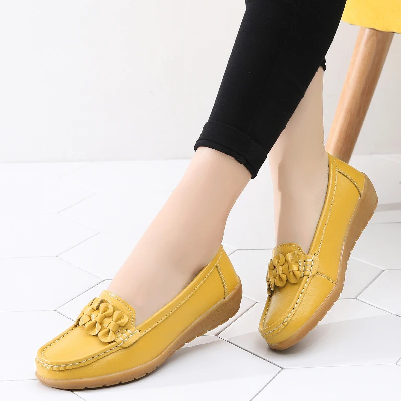 Women Flats Shoes Woman Genuine Leather Slip On Loafers Shoes Woman Soft Nurse Ballerina Shoes Plus Size Casual Zapatos De Mujer 260124